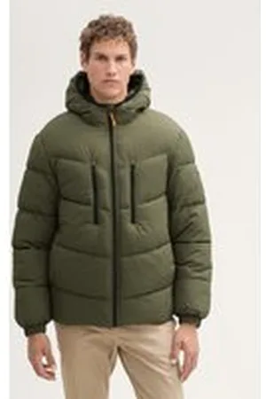 TOM TAILOR Herren Wasserabweisende Puffer Jacke, grün, Uni, Gr. L, polyester