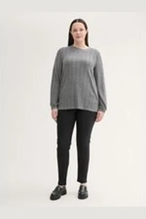 TOM TAILOR Damen Plus Size - Coated Skinny Jeans, schwarz, Uni, Gr. 54, viskose
