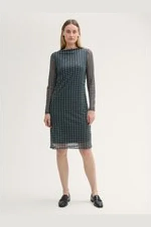TOM TAILOR Damen Mesh-Kleid, blau, Gemustert, Gr. 36, polyester_recycelt