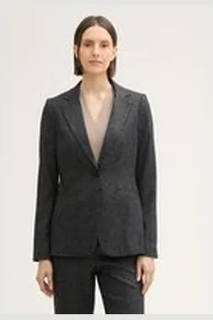 TOM TAILOR Damen Blazer in Melange-Optik, grau, Meliert, Gr. 36, polyester
