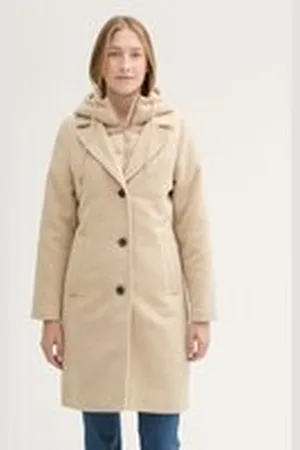 TOM TAILOR Damen 2-in-1 Look Wintermantel, braun, Uni, Gr. XXL, polyester