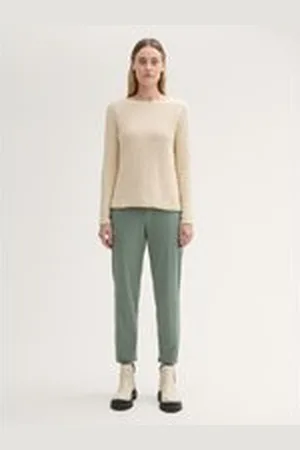 TOM TAILOR Damen Loose Fit Hose, grün, Uni, Gr. 34/28, polyester_recycelt
