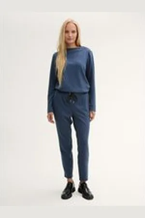 TOM TAILOR Damen Cropped Loose Fit Hose, blau, Gemustert, Gr. 44/28, polyester