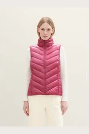 TOM TAILOR Damen Leichte Steppweste, rosa, Uni, Gr. XXXL, polyamid