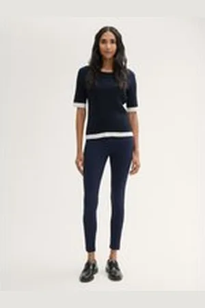 TOM TAILOR Damen Treggings mit LENZING™ ECOVERO™, blau, Uni, Gr. 44/28, viskose