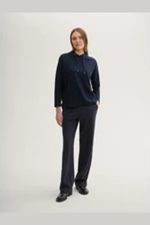 TOM TAILOR Damen Lea Straight Leg Hose, blau, Uni, Gr. 34/32, polyester