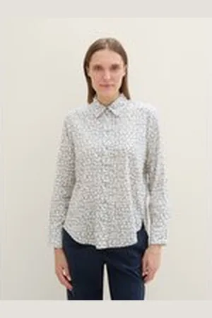 TOM TAILOR Damen Bluse mit Muster, grau, Gemustert, Gr. 36, baumwolle