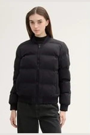 TOM TAILOR Damen Wasserabweisende Pufferjacke, schwarz, Uni, Gr. XL, polyester