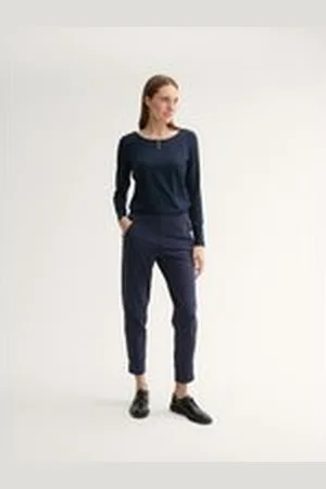 TOM TAILOR Damen Lockere Cropped Hose mit Reißverschlusstaschen, blau, Uni, Gr. 36/28, polyester