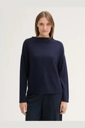 TOM TAILOR Damen Sweatshirt mit Struktur, blau, Uni, Gr. XXL, viskose