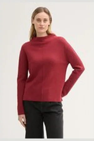 TOM TAILOR Damen Strickpullover mit LENZING™ ECOVERO™, rot, Uni, Gr. XL, viskose_lenzing_ecovero