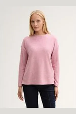 TOM TAILOR Damen Sweatshirt mit Waffelstruktur, rosa, Meliert, Gr. L, polyester