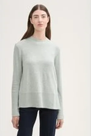 TOM TAILOR Damen Langarmshirt mit Rippstruktur, grün, Uni, Gr. XXL, viskose