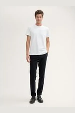 TOM TAILOR Herren Travis Slim Chino Hose, schwarz, Uni, Gr. 33/32, polyester