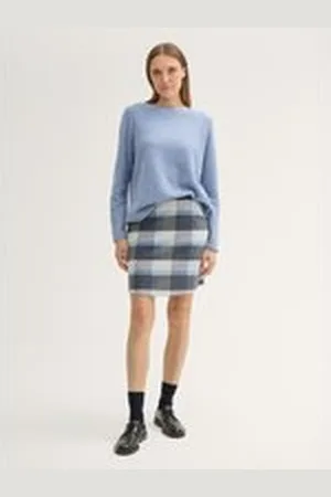 TOM TAILOR Damen Rock mit Karomuster, blau, Kariert, Gr. 36, polyester