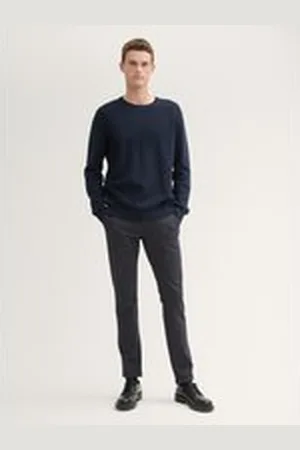TOM TAILOR Herren TTTRAVIS Slim Chino Hose aus Piqué Jersey, blau, Uni, Gr. 36/34, viskose