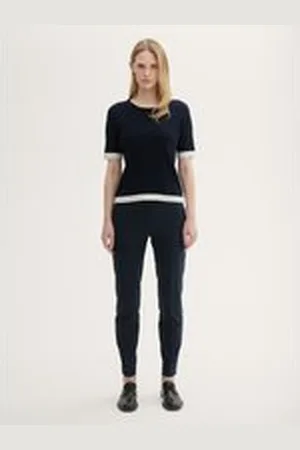 TOM TAILOR Damen TTMIA Slim Hose, blau, Uni, Gr. 34/30, baumwolle