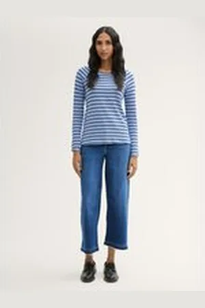 TOM TAILOR Damen Cropped Culotte Jeans, blau, Uni, Gr. 29/28, baumwolle