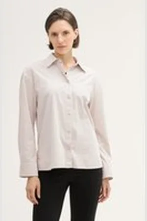 TOM TAILOR Damen Oversized Kord Bluse, weiß, Uni, Gr. 46, baumwolle