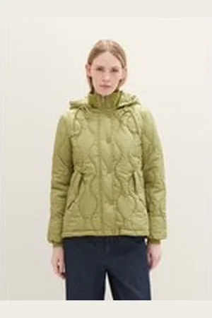 TOM TAILOR Damen Leichte Jacke mit Kapuze, grün, Uni, Gr. M, polyester