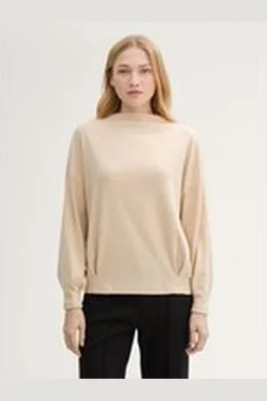 TOM TAILOR Damen Sweatshirt mit Stehkragen, braun, Meliert, Gr. XXL, polyester
