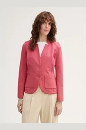 TOM TAILOR Damen Slim Fit Blazer mit Ottoman-Struktur, rot, Uni, Gr. XXL, baumwolle