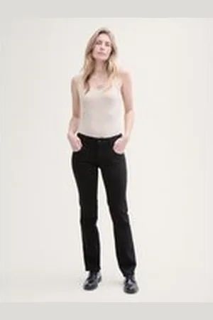 TOM TAILOR Damen TTALEXA Straight Jeans, schwarz, Uni, Gr. 32/32, baumwolle
