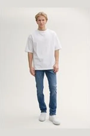 TOM TAILOR Herren TTAEDAN Straight Jeans mit Stretch, blau, Uni, Gr. 32/36, baumwolle