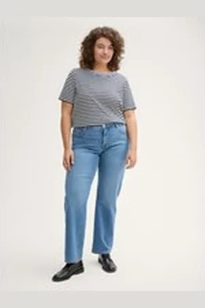 TOM TAILOR Damen Plus Size - Straight Jeans, blau, Uni, Gr. 46, biobaumwolle