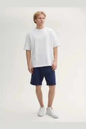 TOM TAILOR Herren Relaxed Fit Jogger Sweat-Shorts, blau, Uni, Gr. M, baumwolle