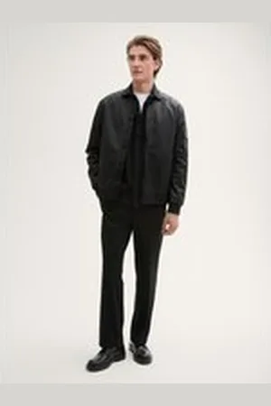 TOM TAILOR Herren Loose Fit Piqué Hose, schwarz, Uni, Gr. M/30, polyester