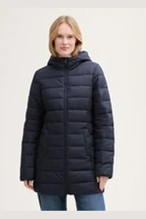 TOM TAILOR Damen Lightweight Steppmantel mit wasserabweisender Funktion, blau, Uni, Gr. XXL