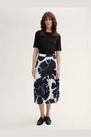 TOM TAILOR Damen Plissee Midi-Rock, blau, Geblümt, Gr. 36, polyester