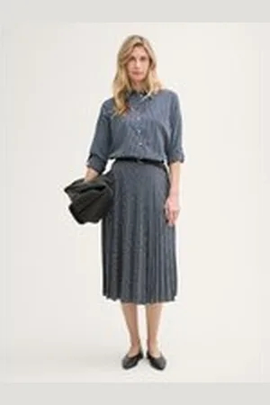 TOM TAILOR Damen Plissee Midi-Rock, blau, Gemustert, Gr. 36, polyester