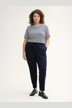 TOM TAILOR Damen Plus Size - Loose Fit Hose, blau, Uni, Gr. 54, viskose