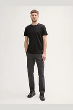 TOM TAILOR Herren Regular Fit Chino Hose, schwarz, Uni, Gr. 33/34, baumwolle