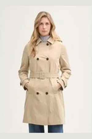 TOM TAILOR Damen Basic Trenchcoat, braun, Uni, Gr. XXL, polyester