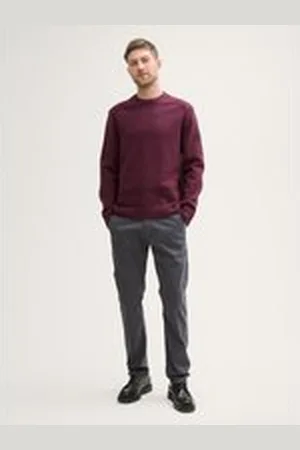 TOM TAILOR Herren Tapered Chino Hose, schwarz, Uni, Gr. 32/36, baumwolle