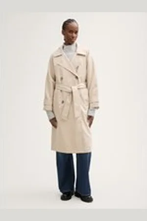 TOM TAILOR Damen Loose Fit Trenchcoat, beige, Uni, Gr. XXL, polyester
