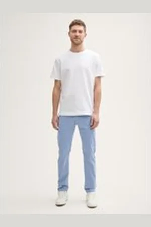 TOM TAILOR Herren Tapered Chino Hose, blau, Uni, Gr. 30/36, baumwolle