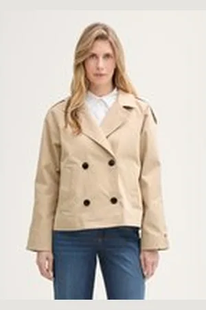 TOM TAILOR Damen Basic Trenchjacke, braun, Uni, Gr. XXL, polyester