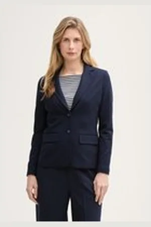 TOM TAILOR Damen Slim Fit Jersey Blazer, blau, Uni, Gr. XS, viskose