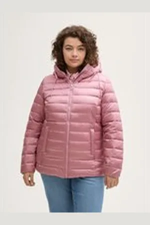 TOM TAILOR Damen Plus Size - Lightweight Steppjacke mit wasserabweisender Funktion, rosa, Uni, Gr. 48, polyamid