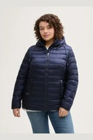 TOM TAILOR Damen Plus Size - Lightweight Steppjacke mit wasserabweisender Funktion, blau, Uni, Gr. 46, polyamid