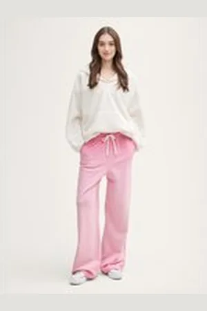 TOM TAILOR Damen Wide Leg Jogginghose, rosa, Uni, Gr. L, baumwolle