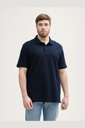 TOM TAILOR Herren Plus Size - Piqué Poloshirt mit Logo-Stickerei, blau, Uni, Gr. 2XL, baumwolle