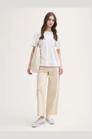 TOM TAILOR Damen High Waist Culotte Jeans, weiß, Uni, Gr. XL, baumwolle