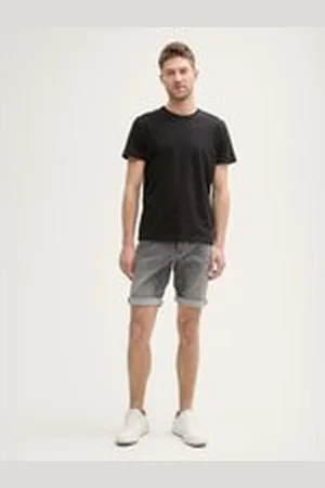 TOM TAILOR Herren TTJOSH Regular Slim Jeans Shorts mit Superstretch, grau, Uni, Gr. 30, baumwolle