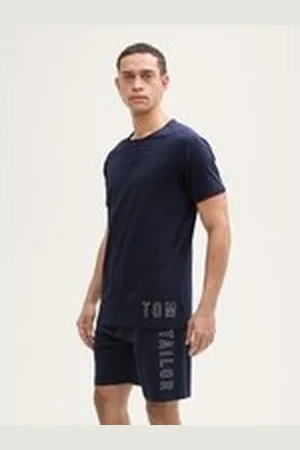 TOM TAILOR Herren Pyjama-Set aus Baumwolle, blau, Print, Gr. 50, baumwolle