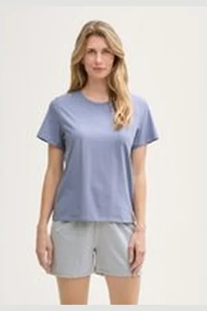 TOM TAILOR Damen Pyjama-Set mit Streifenmuster, blau, Gestreift, Gr. S/36, baumwolle